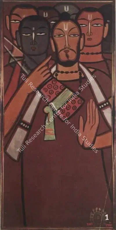 Jamini Roy (Artist), Baul Group, 1931, Painting