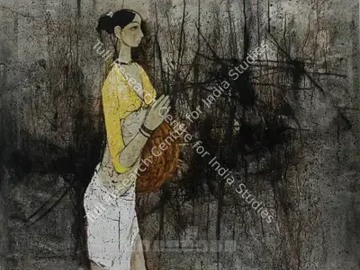 B. Prabha (Artist), Untitled (Woman), 1963, Painting