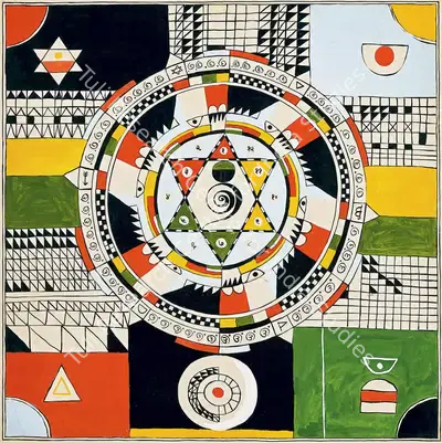 Prabhakar Barwe (Artist), Untitled (Design For Screen), 1970, Painting