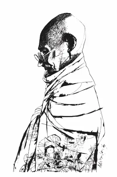 K.M. Adimoolam (Artist), Gandhiji, 1969, Painting