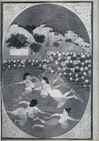 Ramgopal Vijaiwargiya (Artist), Girls Swimming Garhwal, 1790, Painting