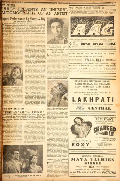 "Aag" Presents an Unusual Atobiography of an Artist, 1948, Film Review