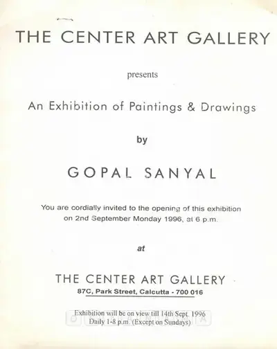 Gopal Sanyal (Artist), Gopal Sanyal, 1996, Solo Exhibition Invitation