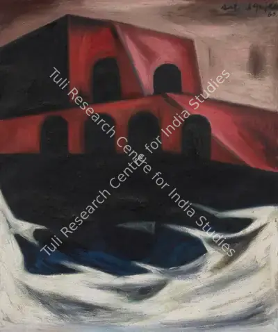Satish Gujral (Artist), The Red Tomb, 1960, Painting