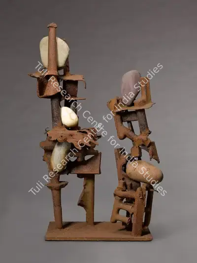 Pochkhanawala, Pilloo (Artist). Atomic Couple. Scrap metal and stones, c.1974 | Sculpture | FineArts | 00547616
