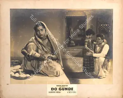 Sohrab Modi (Producer), Do Gunde, 1959, Photographic Still Mounted on Lobby Card