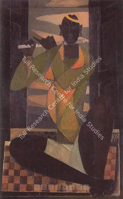 Paritosh Sen (Artist), Untitled (Joueur De Flute), 1951, Painting