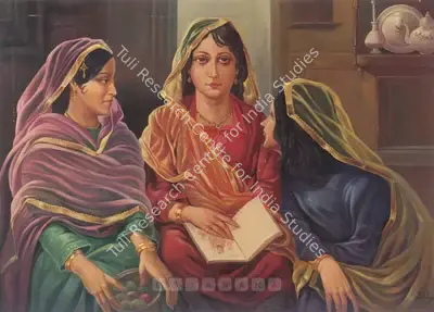 Ustad Allah Bukhsh (Artist), Three Sisters, 1952, Painting