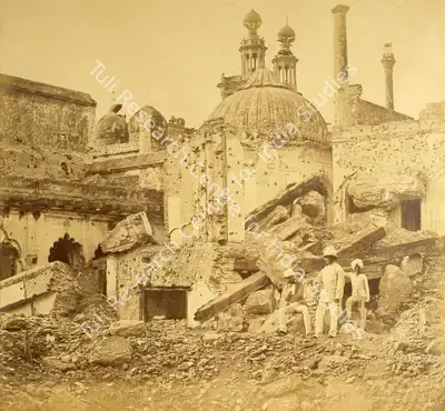 Felice Beato (Photographer), The Miner in the Chutur Munzil exploded by the enemy, at the first attack of General Havelock, Lucknow, 1858, Antiquarian Photograph