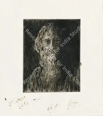 Rabindranath Tagore (Artist), Untitled (Self Portrait), 1936, Drawing