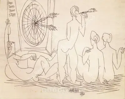 Sadequain (Artist), Untitled, 1963, Drawing