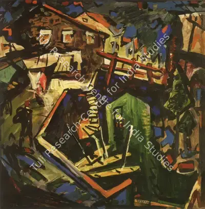 S.H. Raza (Artist), Bahori Kadal- Kashmir, 1949, Painting