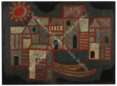 P.T. Reddy (Artist), Untitled (Cityscape), 1967, Painting