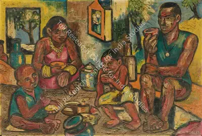F.N. Souza (Artist), Family, 1946, Painting