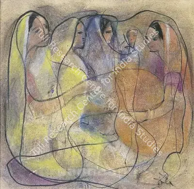 N.S. Bendre (Artist), Place Of Worship, 1945, Painting