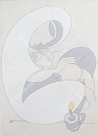 Prokash Karmakar (Artist), Mother and Child, 1990, Painting