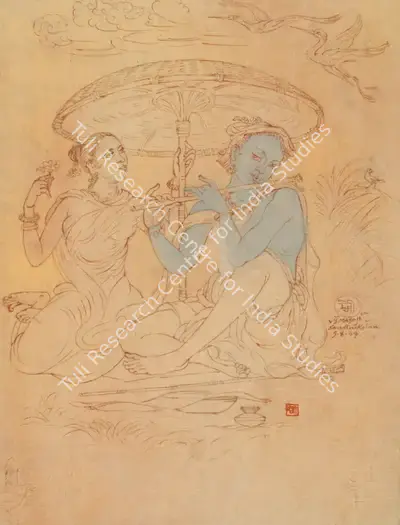 V.S. Masoji (Artist), Radha & Krishna, 1949, Painting