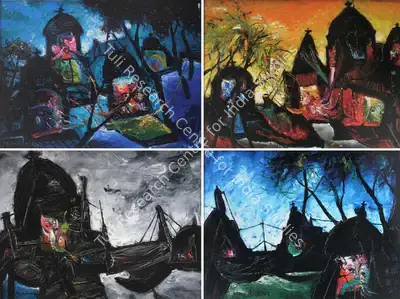 Manu Parekh (Artist), Winter At Banaras, 2002, Painting
