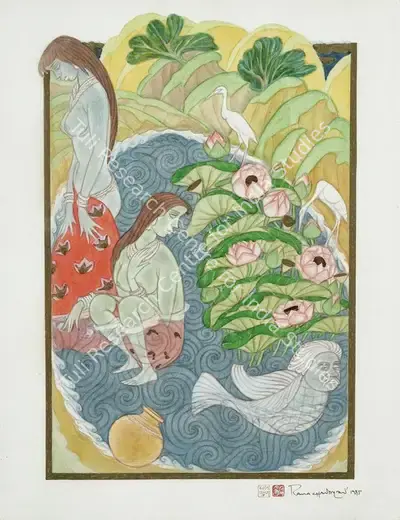 A. Ramachandran (Artist), Matsya Avatar At Nagada II, 1995, Painting