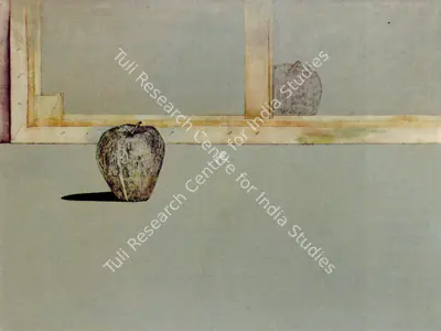 Barwe, Prabhakar (Artist). Canvas And Apple, 1989-1990 | Painting, Ch.NeY/19.09.02, 1990