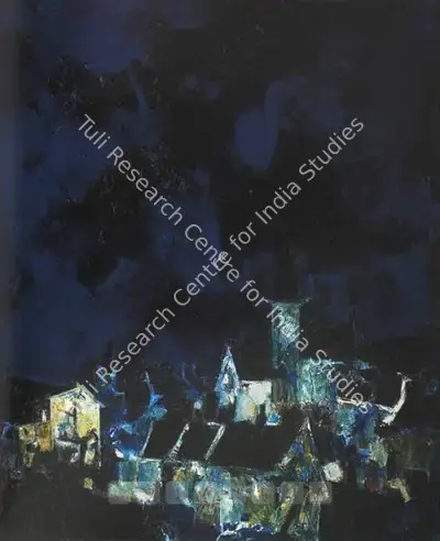 S.H. Raza (Artist), Village, 1956, Painting