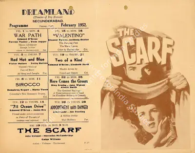 Gloria productions (Producer), The Scarf, 1951, Handbill