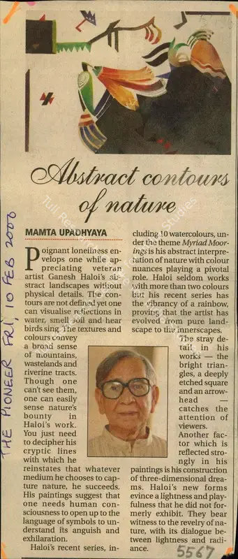 Mamta Upadhyaya (Reporter), Abstract Contours of Nature, 2000, Newspaper Clipping