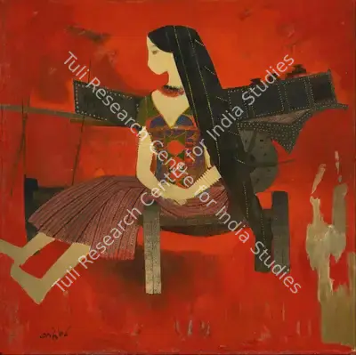 Bendre, N.S. (Artist). Village Belle, 1978 | Painting, Pu.Mum/31.08.23, 2023 · Pundole