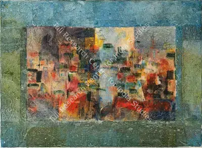 S.K. Bakre (Artist), Untitled (Urban Landscape Scene), 1968, Painting