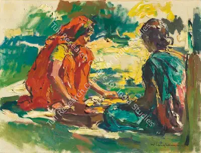Walter Langhammer (Artist), Untitled (Two Women), 1945, Painting