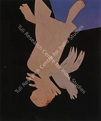 Tyeb Mehta (Artist), Falling Figure With Bird, 1988, Painting