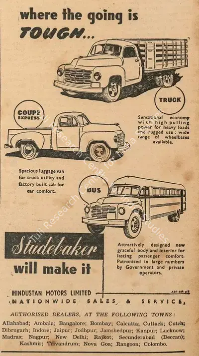 Hindustan Motors (Advertiser), Where the Going is Tough, 1951, Advertisement