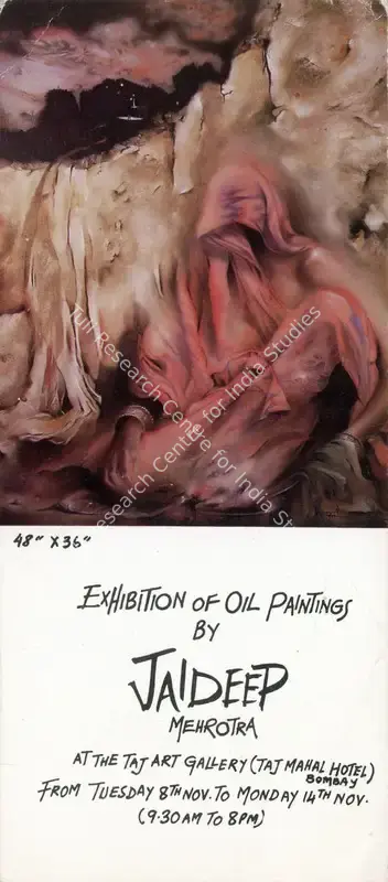 Jaideep Mehrotra (Artist), Exhibition of Oil Paintings, Solo Exhibition Invitation