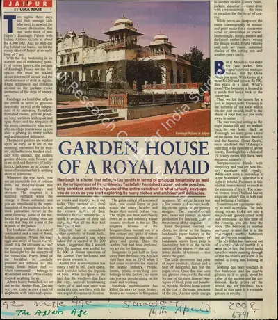 Uma Nair (Reporter), Garden House of a Royal Maid, 2002, Newspaper Clipping
