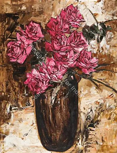 B. Prabha (Artist), Untitled (Red Roses), 1967, Painting