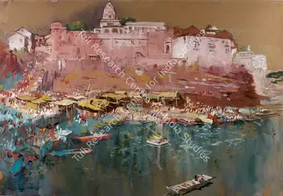 N.S. Bendre (Artist), Nasik Ghats, 1943, Painting