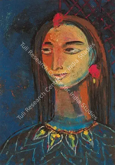 Gopal Ghose (Artist), Portrait Of A Girl, 1955, Painting