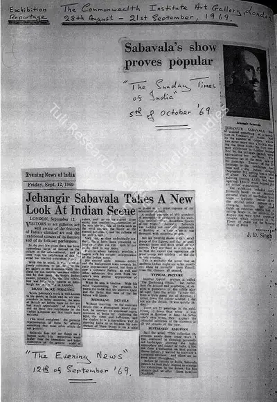 Jehangir Sabavala takes a new look at indian scene, 1969, Newspaper Clipping