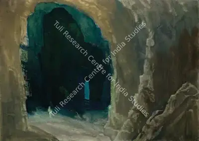 Sen, Bireshwar (Artist). The Haunted Cave, 1974 | Painting, Os.Mum/07.04.17, 2017 · Osian's