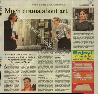 Dipti Nagpaul-D'Souza (Reporter), Much Drama About Art, 2008, Newspaper Clipping