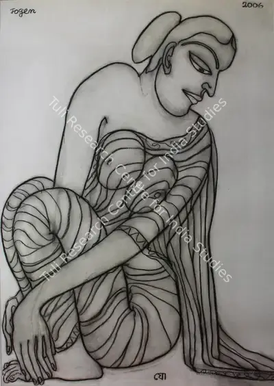 Jogen Chowdhury (Artist), Woman, 2006, Painting