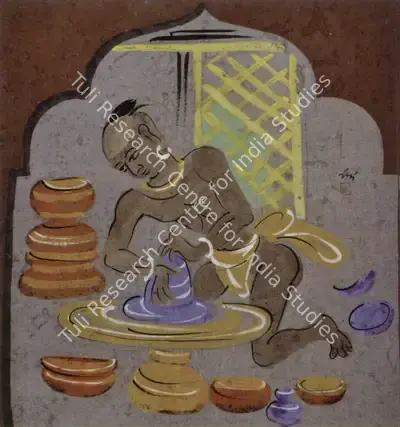 Nandalal Bose (Artist), A Potter, 1937, Painting