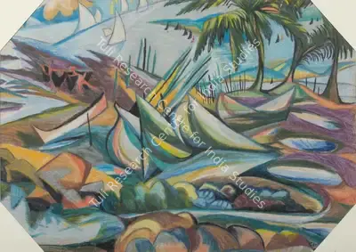 Chittaprosad (Artist), Untitled (Boats), Painting