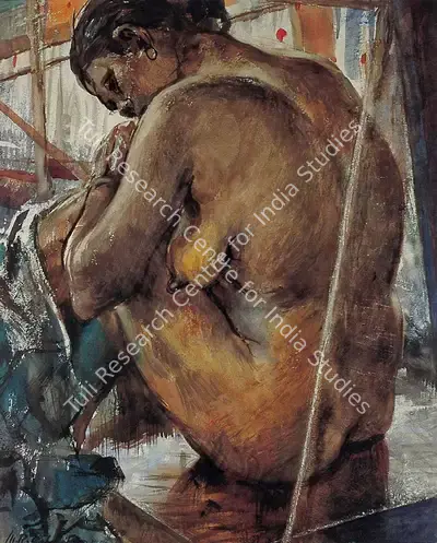 M.R. Acharekar (Artist), Seated Nude, 1957, Painting