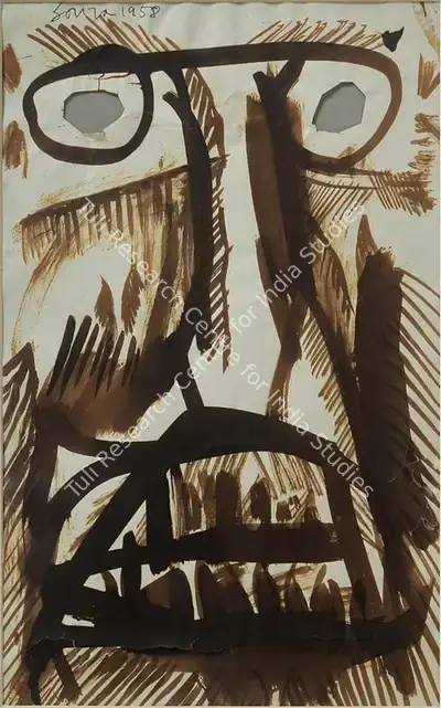 F.N. Souza (Artist), Untitled (Head), 1958, Painting