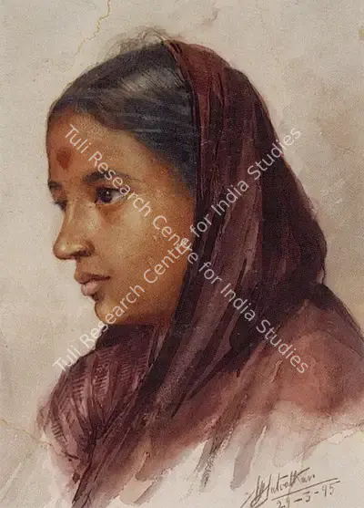 Madhav Satwalekar (Artist), Hindu Woman, 1995, Drawing