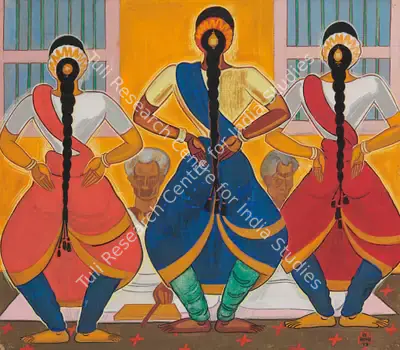 Shiavax Chavda (Artist), Bharat Natayam Dancers (South India), 1947, Painting
