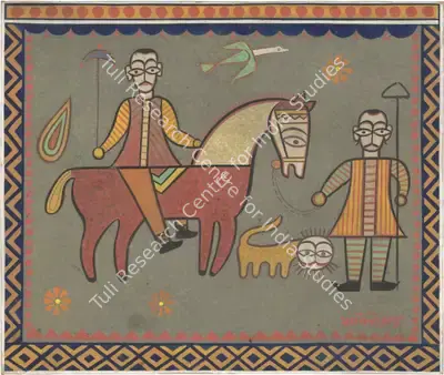 Jamini Roy (Artist), Untitled (Rider with an Umbrella), 1945, Painting