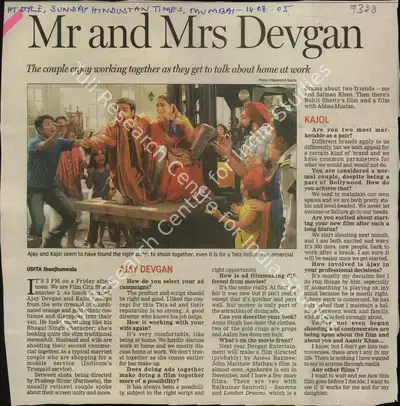 Udita Jhunjhunwala (Reporter), Mr and Mrs Devgan, 2005, Newspaper Clipping