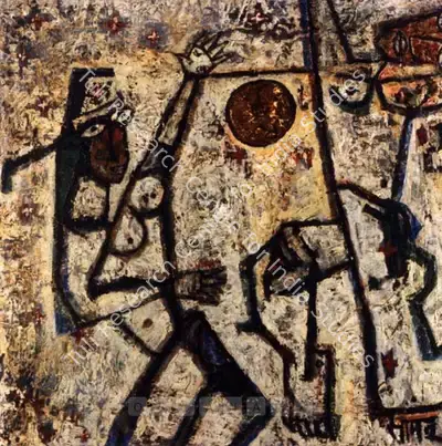 Mohan Samant (Artist), The Agony Of The Golden Moon, 1969, Painting